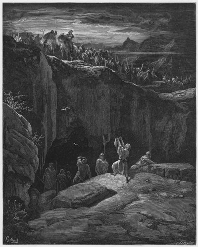 ギュスターヴドール聖書：ダビデがサウルに命を救ったことを示す 作： Gustave Dore